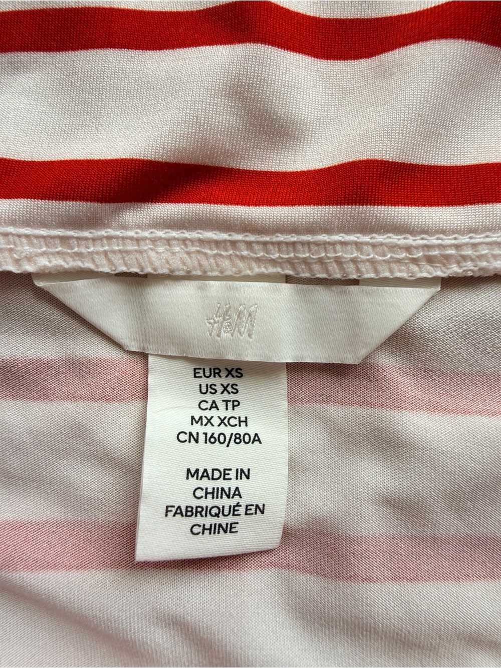 H&M Off-Shoulder Red and White Striped Crop Top - Picture 3 of 3